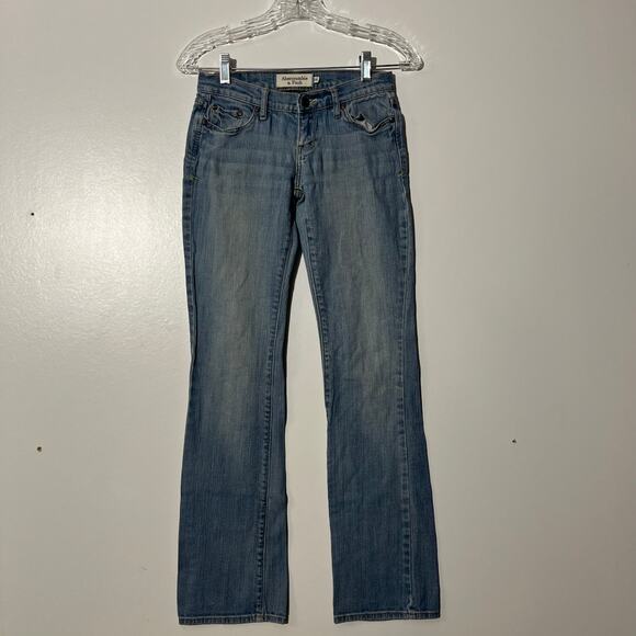Abercrombie & Fitch Stretch Emma Boot Cut Slim Fit Washed Blue Jeans Women’s 30R - Picture 1 of 7